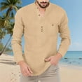 thumbnail image 4 of IYTR Mens Cotton Henley Shirts Long Sleeve Collar Button Casual Loose Lightweight T-Shirts with Pocket (Khaki,XXXL), 4 of 9