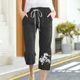 thumbnail image 4 of cocolona Womens Summer Capri Pants Elastic Waist Straight Work Pants Fashion Casual Baggy Floral Print Beach Capri Pants, 4 of 4