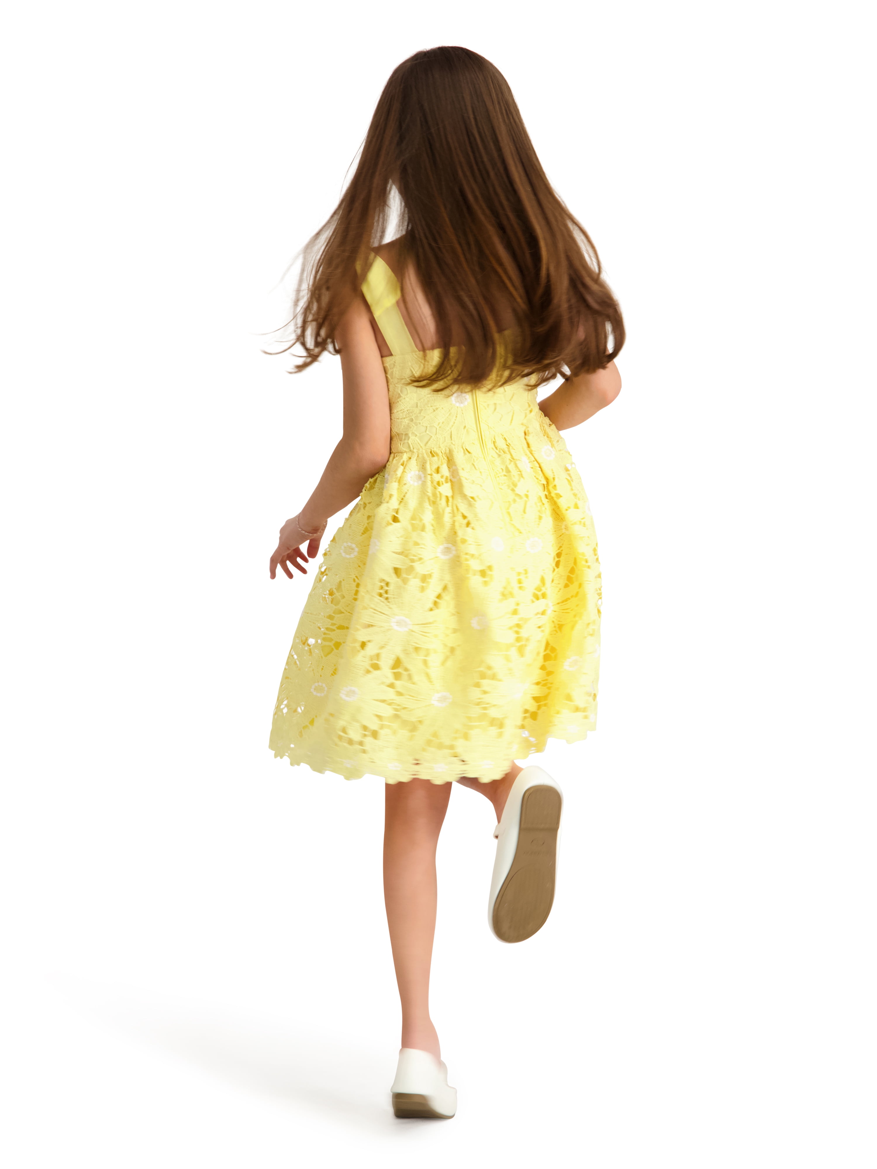 Kensie Girl Bow Strap Embroidered Heavy Lace Dress, Sizes 4-16