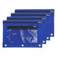 thumbnail image 1 of Unique Bargains Pencil Pouch for 3 Rings Binder, 4 Pack Oxford Cloth Mesh Zipper Binder Pouch Pencil Case Dark Blue, 1 of 7