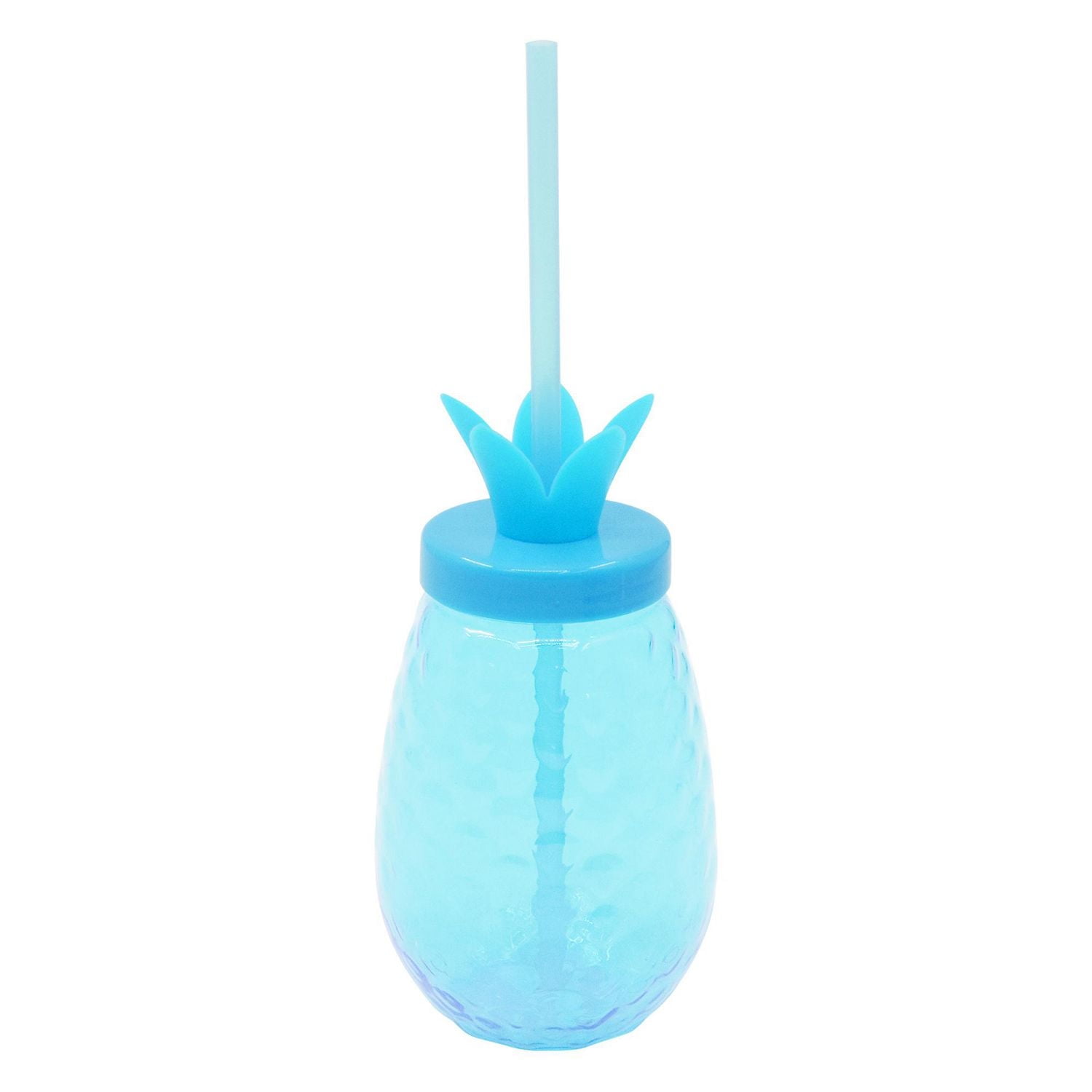 Gobelet en plastique bleu ananas Mainstays avec paille, verres, 1 pièce GOBELET EN PLASTIQUE BLEU