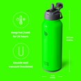 thumbnail image 5 of BOTTLE BOTTLE 40 oz sports water bottle stainless steel insulated water bottle with straw and pills holder lime green, 5 of 7