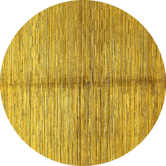 Ahgly Company Machine Washable Indoor Round Abstract Yellow Modern Area Rugs, 6' Round