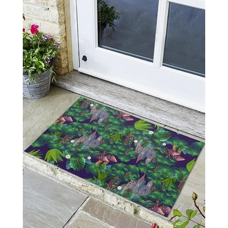 

Indoor Outdoor Mats Castle and Mushrooms in The Tropical Jungle Door Mat Non-Slip Absorbent Resist Dirt Entrance Mat Washable Welcome Mats for Entryway Low-Profile Floor Mats
