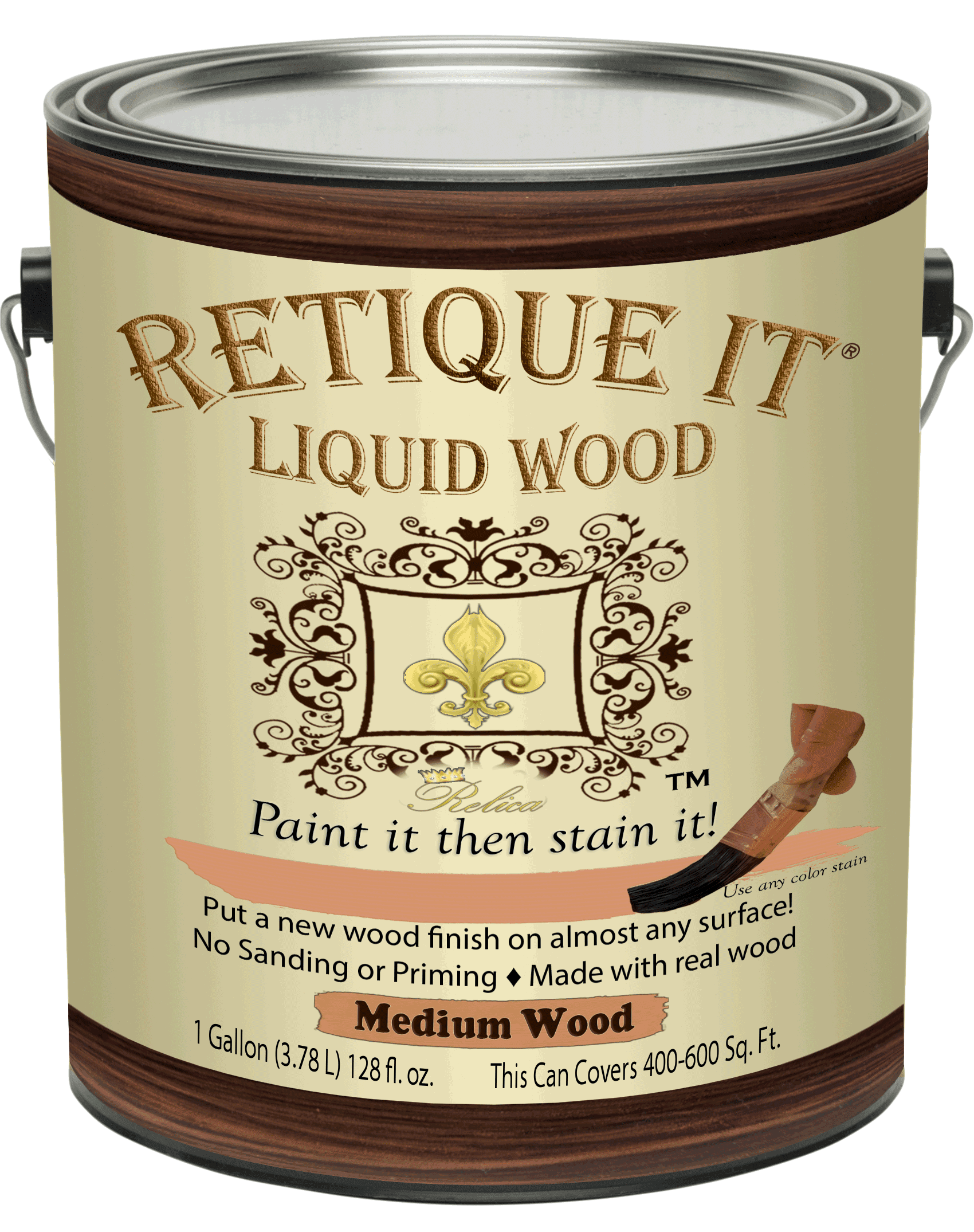 Retique It Liquid Wood Medium Wood Gallon (128oz) Paint It Then
