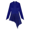 thumbnail image 6 of Kaerm Sheer Mesh Long Sleeve Figure Ice Skating Dress Irregular Hem Lyrical Dance Dresses for Women Navy Blue XXL, 6 of 7