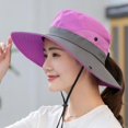 thumbnail image 2 of Sombrero de pesca deportivo al aire libre de verano, sombrero para el sol ultravioleta con orificio para cola de caballo, gorra de cubo Upf 50 para niñas, pesca en la playa de verano, morado, 2 of 5