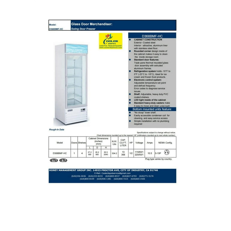 FSE 29-Inch Single Door Commercial Reach-in Freezer, 23 Cubic Feet,  Stainless Steel, 115 v, (MRFZ-1D)