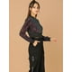 thumbnail image 4 of Chaqueta Lentejuelas Tipo Aviador Cremallera En Parte Delantera Purpurina Brillante Negro-Rojo T L, 4 of 6