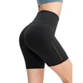 thumbnail image 5 of Xuanfei Women Solid Color Mesh Strap Insert Tummy Control High Waisted Yoga Shorts, 5 of 6