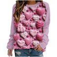 thumbnail image 1 of VALMASS Chandails en Molleton à Col Rond pour Femmes, Imprimé Floral, Manches Longues, Mode Décontractée, Blouses Sans Capuche (2TG, Violet-A), 1 of 3