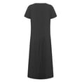 thumbnail image 5 of Jamsmile Women Dress Ladies Summer Comfortable Solid Color Short Sleeve Cotton Long Dresses Vintage Loose Sundress Tshirt Dress, 5 of 6