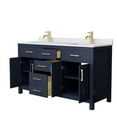thumbnail image 2 of Wyndham Collection Beckett 60" Wood Double Bathroom Vanity in Blue/Gold, 2 of 3