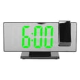 thumbnail image 2 of Reloj despertador digital con proyección, carga USB, atenuación automática, pantalla LED de espejo, reloj electrónico para dormitorio, carcasa negra, luz verde., 2 of 14