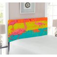 thumbnail image 2 of Flamingo Headboard, Illustration of Flamingos in Old Style Retro Vintage Colored Stripes Art Grunge, Upholstered Decorative Metal Bed Headboard with Memory Foam, Twin Size, Multicolor, by Ambesonne, 2 of 4
