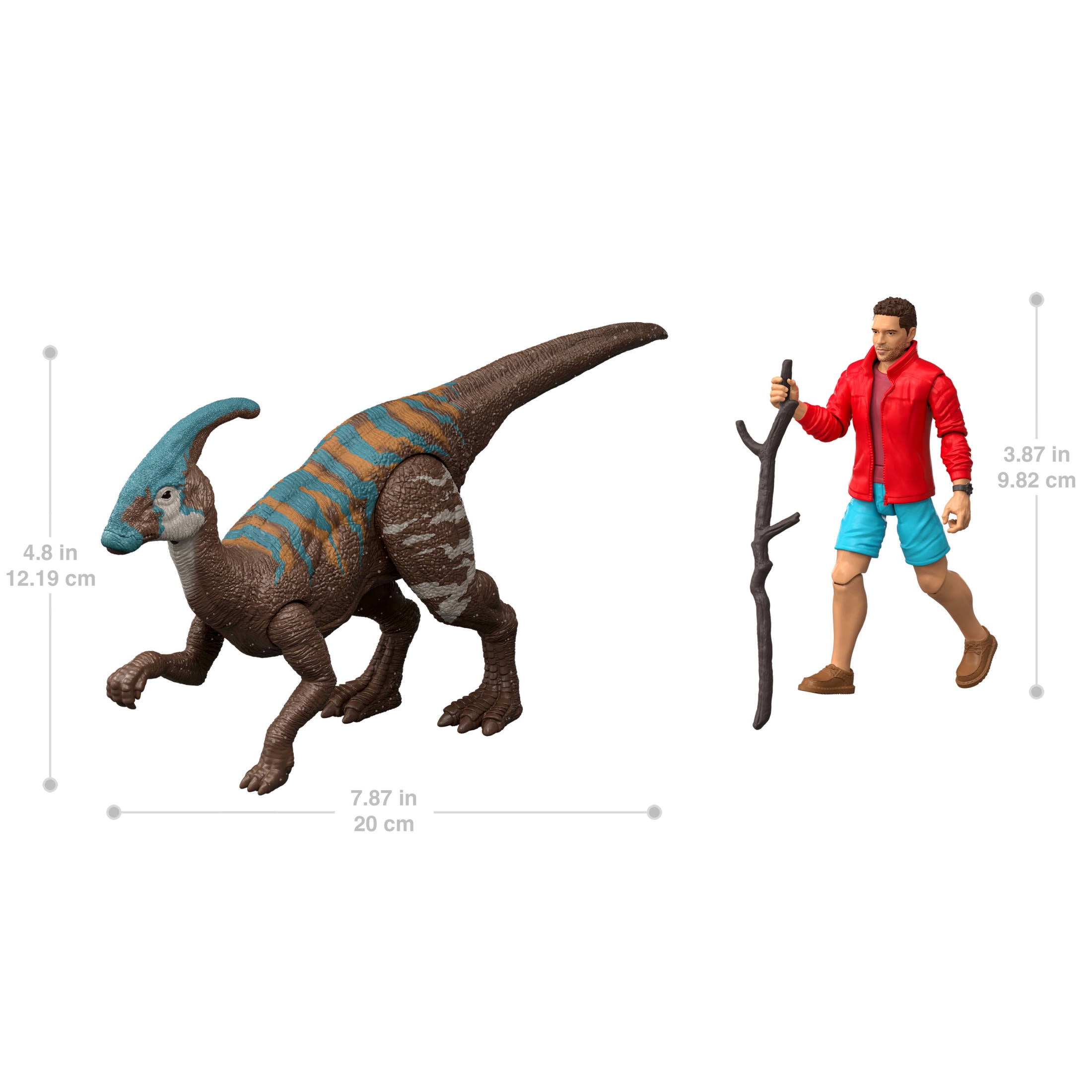 Jurassic World Rebirth Reuben Delgado & Parasaurolophus Figures Pack, 3.75-inch Scale