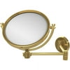 8 Inch Wall Mounted Extending Make-Up Mirror with Smooth Accents - Polished Brass / 2X