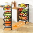 thumbnail image 6 of 4-Tier Kitchen Snack Cart with Wheels – Versatile Rolling Storage Cart for Pantry, Utility Rooms – Adjustable Metal Wire Fruit & Vegetable Basket Rack (Black Without cart Handle, 4-Tier), 6 of 15
