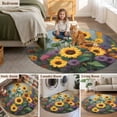 thumbnail image 5 of Sunflower Round Area Rug 3.3Ft Washable Circle Rugs for Dining Room Table, Modern Oil Painting Summer Botanical Floral Non-Slip Carpet Floor Mats Indoor Outdoor Carpet Runner Aesthetic Home Decor, 5 of 8