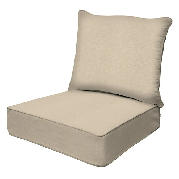 Honeycomb Outdoor Textured Solid Almond Deep Seating Patio Cushion Set: Resilient Foam Filling, Weather Resistant and Stylish Set, Seat: 24" W x 23" D x 6.5 T; Back: 27" W x 24 L