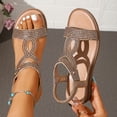thumbnail image 3 of Rokment Bling Rhinestones Vintage Metallic Wedge Slingback Dressy Sandals for Women Bride Wedding Boho Beach Elastic Ankle Strap Dress Summer Shoes 2026 Gold Size 9, 3 of 8