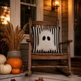 thumbnail image 5 of Halloween Throw Pillow Cover Ghost Bat Print Linen Cushion Case 18x18 Soft Breathable Hidden Zipper for Sofa Chair Holiday Decor by MPOISVA, 5 of 7