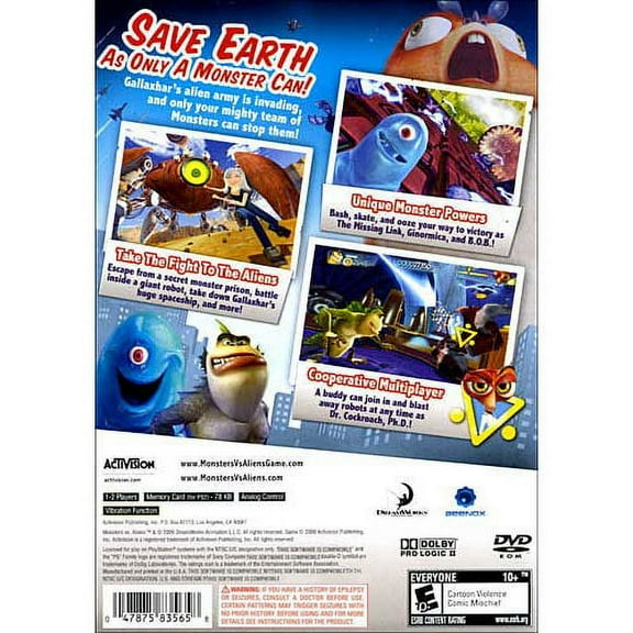 Monsters vs Aliens, Activision Blizzard, PlayStation 2, 047875835658