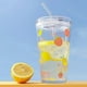 thumbnail image 4 of Straw cup cartoon scale milk cup straw with lid milk tea cup coffee household glass cups, 4 of 5