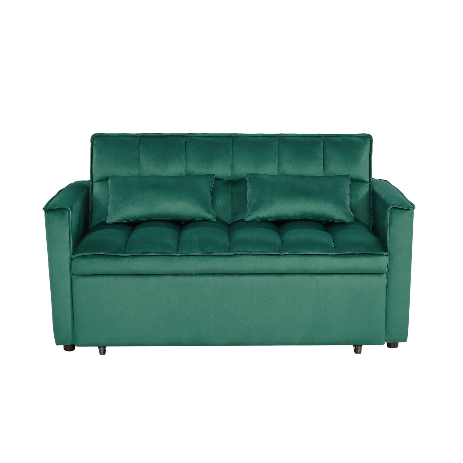 Hommoo 3 in 1 Convertible Pull Out Futon Sofa Bed, Loveseat Sleeper Sofa, Green