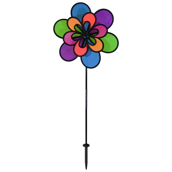 In the Breeze 2693 — 15-Inch Neon Double Windee Wheelz Spinner — Colorful Wind Spinner for your Yard and Garden
