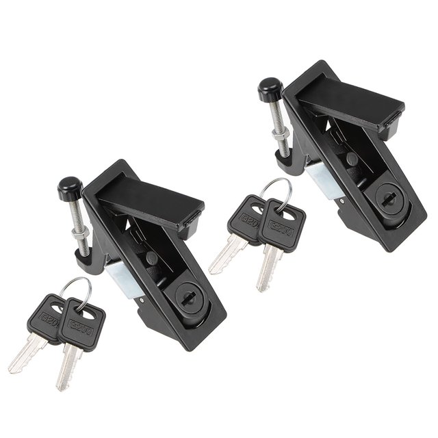 Cerradura de panel de gabinete eléctrico Unique Bargains con botón de presión y llave, negra 606-1 2PCS