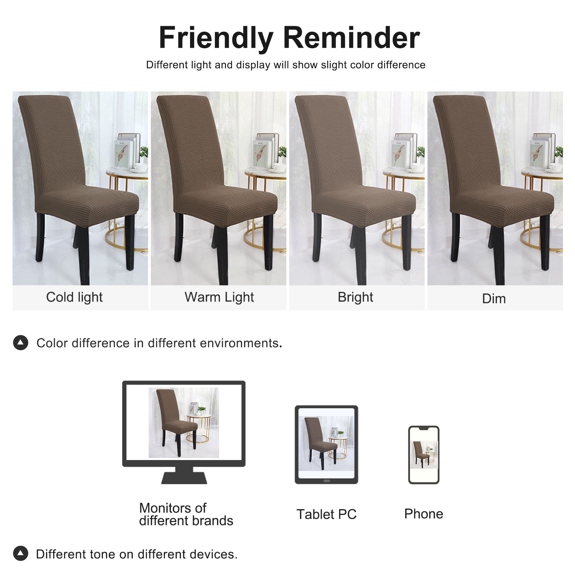 Unique Bargains Knit Spandex Seat Cover for Dining Chair Slipcovers Brown