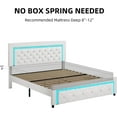 thumbnail image 6 of 4 EVER WINNER Full Size LED Bed Frame with Headboard，Upholstered Platform Bed Frame with LED Lights，Diamond Tufted Headboard and Footboard，White, 6 of 7
