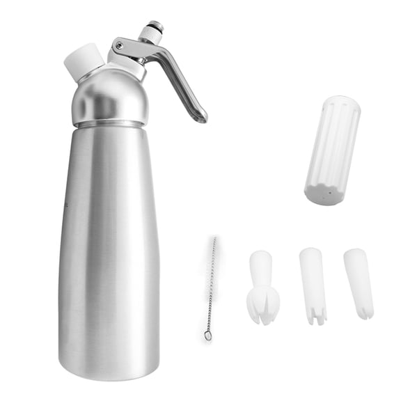 Aluminum Professional Whipped-Cream Dispenser - - Leak-Free Whip Cream Maker Canister with 3 Decorating Nozzles & Cleaning Brush - 500 mL/1000ML Cream Whipper [1000ML]