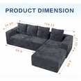 thumbnail image 3 of Toauuo L-Shape Cloud Sectional Couch with Right-Facing Chaise - Plush Corduroy Deep Seat Modular Sofa, No Assembly for Living Room/Bedroom, 3 of 6
