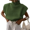 thumbnail image 5 of Wangsaura Women Short Sleeve High Collar Top Solid Color Top Sweater for Ladies, 5 of 5