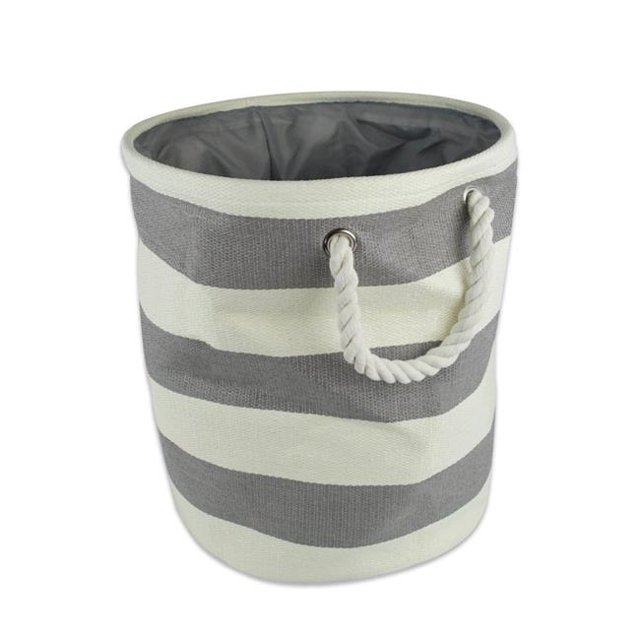 Design Imports CAMZ34460 13,75 x 13,75 x 17 Po Bac de Rangement Rond en Papier à Rayures&44; Gris - Moyen