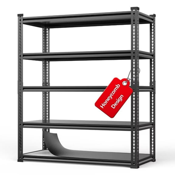 Lauxery 45.3" Wide Garage Shelving Heavy Duty Storage Rack 3000lbs Load Capacity, 5 Tier Adjustable Garage Storage Shelving Units, Boltless Metal Garage Shelf for Storage 72" H X 45.3" W X 18.9" D