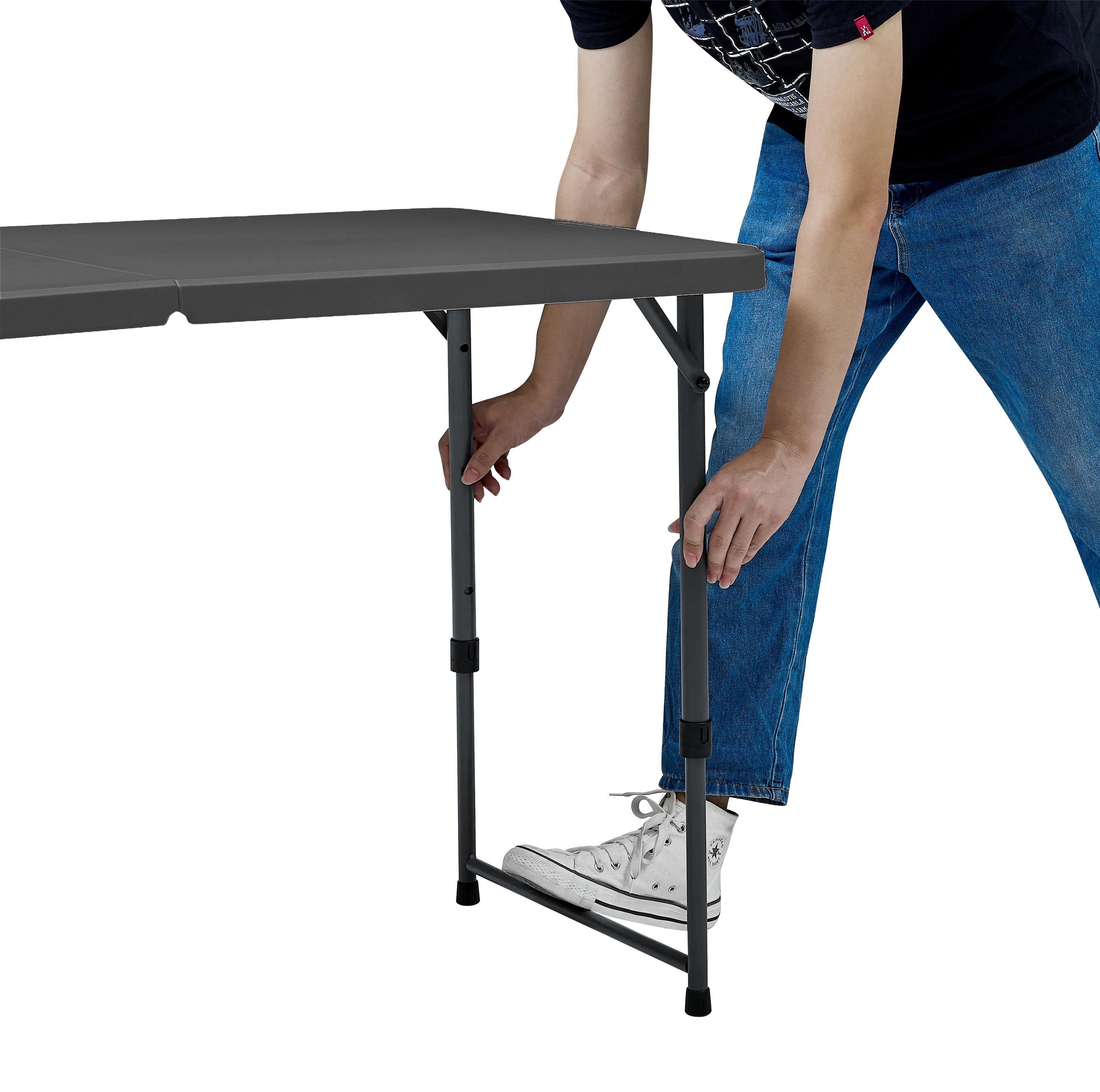 Mainstays 4' Adjustable Height Centerfold Folding Table, Black