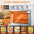 thumbnail image 6 of TENGDA 275QT 6 In 1 Air Fryer Oven Silver Stainless Steel Countertop Convection Oven 1600W 4 Knob Control Multi Function Air Fry Bake Broil Toast Warm Dehydrate Family Size Appliance, 6 of 10