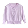 thumbnail image 3 of BRGZLK Kids Long Sleeved Knitted Cardigan Girls Cute Solid Color Loose Round Neck Button Casual Knitted Sweater Outerwear Purple 1-2 Years, 3 of 3
