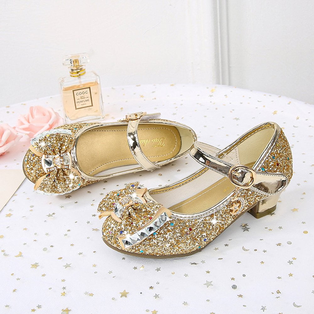 Chaussures à Talons Pailletées Pour Petites Filles - Mary Jane Avec Nœud Brillant Pour Fêtes, Mariages Et Occasions Spéciales - 4