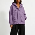 thumbnail image 4 of WRKEKC Windbreaker Jackets for Women Hooded Long Sleeve Zip Up Waterproof Windproof Outdoor Casual Coat with Pockets, 4 of 6