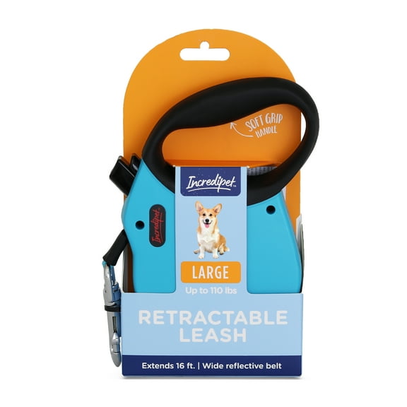 Incredipet Reflective Retractable Blue Leash for Large Dogs