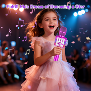 Bonaok Bluetooth Wireless Karaoke Microphone, Portable Handheld Karaoke Machine with LED Lights, Bluetooth Microphone Speaker Singing Gift for Kids Adults(Purple)