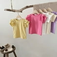 thumbnail image 4 of Zwiiyzr 2025 2-8Y Toddler Baby Girls Summer Tops Ruffled Trim Short Sleeve T-Shirts Solid Color Casual Cute Blouse Tops Purple, 4 of 4
