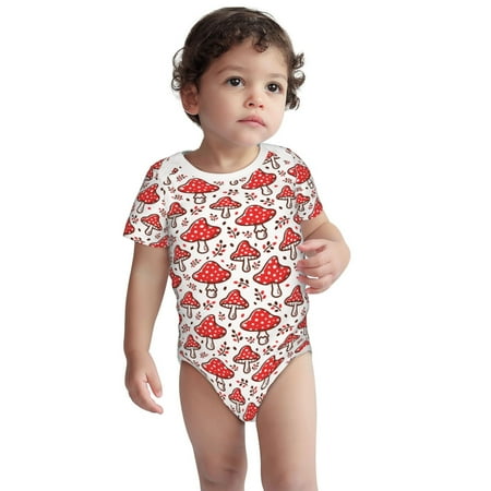 

Haiem Amanita Red Mushroom Printed Unisex-Baby Short Sleeve Onesies Bodysuits Unisex Babies Snap-Up Rompers-6 Months