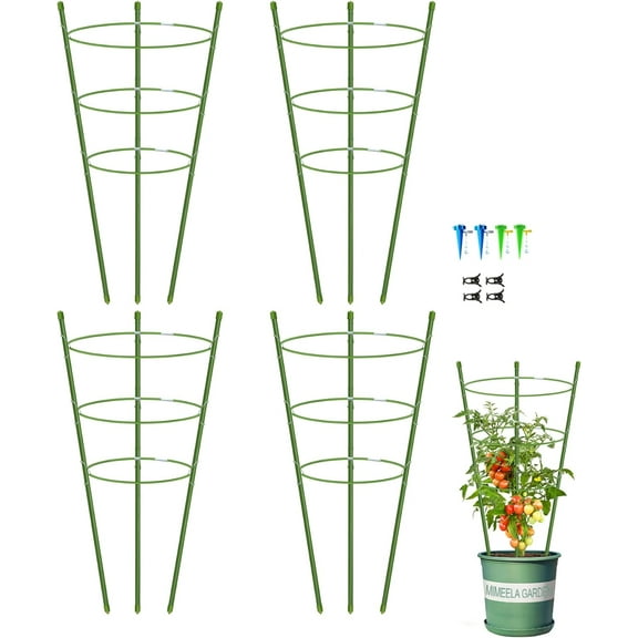 Tkrady Support Tomato Cages for Garden,4 Pack 18 inch Tomato Stakes Stakes for Climbing Adjustable Trellis for Peony Support(4 Pack )