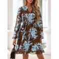 thumbnail image 5 of PRETTYGARDEN Women's Fall Boho Dresses Floral Long Sleeve V Neck Mini Flowy Wedding Guest Dress Trendy Vacation Outfits, 5 of 10