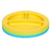 Green Eats Divided Feeding Plate, 6 Count, Blue/Green/Yellow